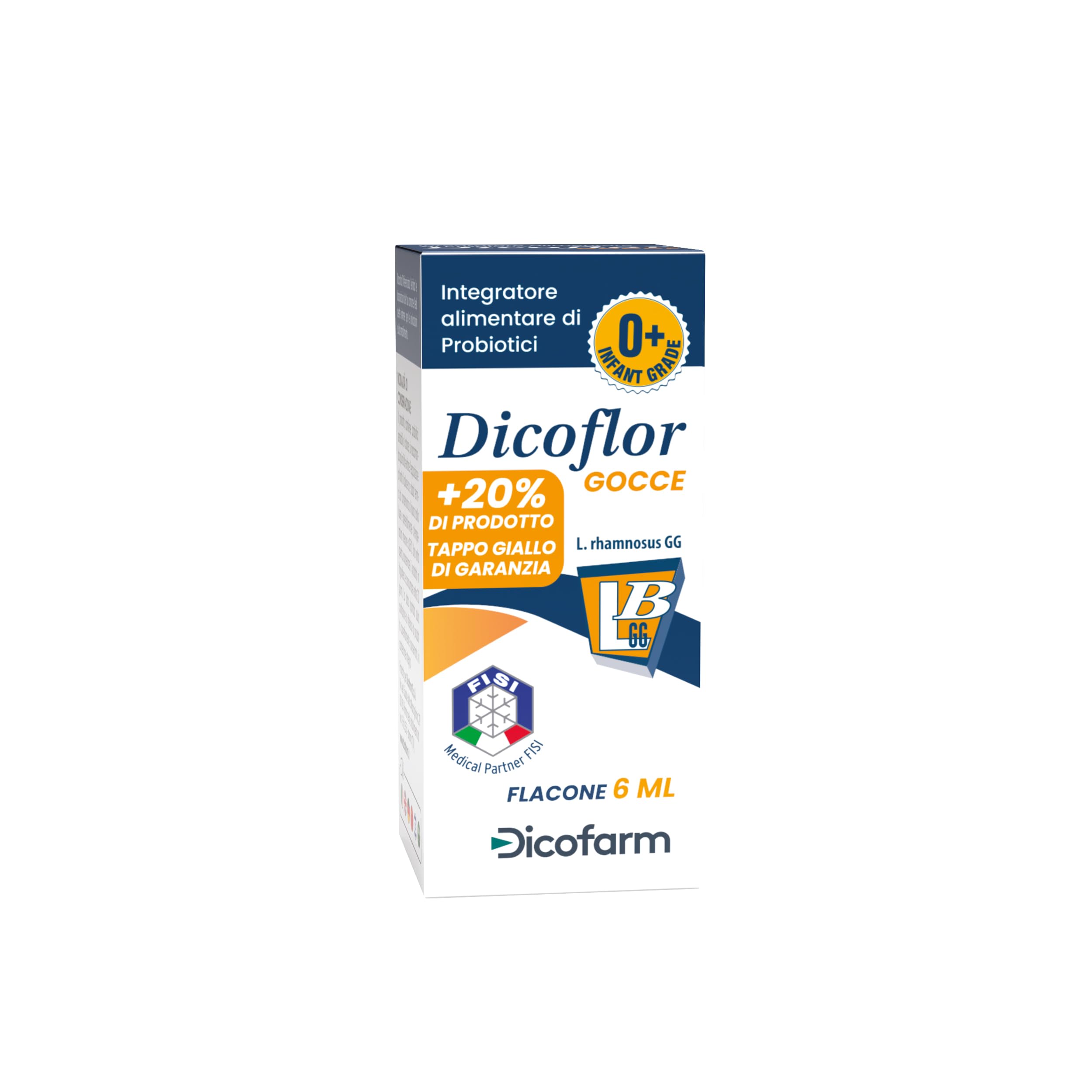 Dicoflor Gocce 6 ml – Probiotico per Flora Intestinale – Neonati - Fermenti Lattici Vivi L. rhamnosus GG – Benessere Digestivo e Microbiota – Integratore Senza Glutine