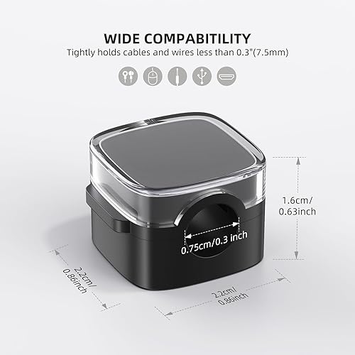Miniatura 4 de Clips magnéticos para cable, paquete de 6 organizadores de cables para accesorios de escritorio y oficina, soporte para cables para ocultar el
