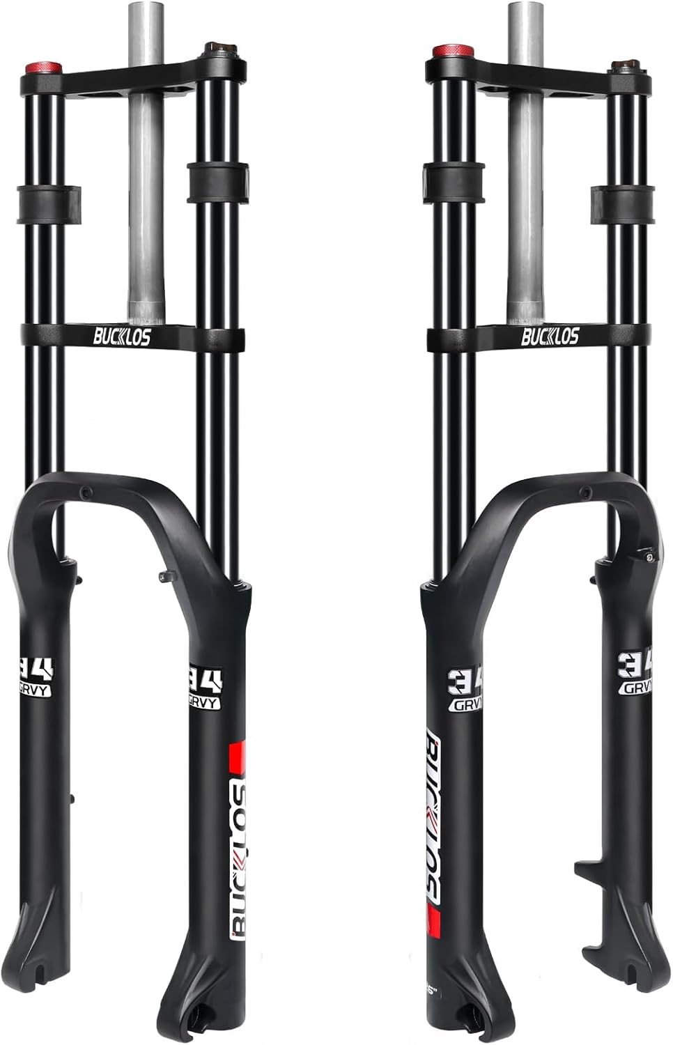 BUCKLOS 20/26 inch 4.0 Fat Tire Bike Suspension Fork, 180mm Travel 135mm Spacing Hub 9mm QR Ebike Oil MTB Fat Fork, Double Crown 1-1/8 Straight Electric Bicycle Front Fork, Snow Beach Mountain Bike