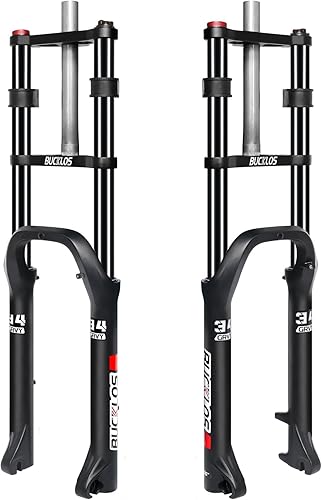 Miniatura 10 de BUCKLOS 20 pulgadas 4.0 Fat Tire Bike Suspension Tenedor, 7.087 in Travel 5.315 in Spacing Hub 0.354 in QR Ebike Oil MTB Fat Fork, Doble Corona