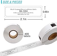 Vista 9 de Label KINGDOM Compatible con Brother DK-1204 (0.66 x 2.1 pulgadas) Etiqueta troquelada para QL-800, papel blanco multipropósito/dirección de retorno