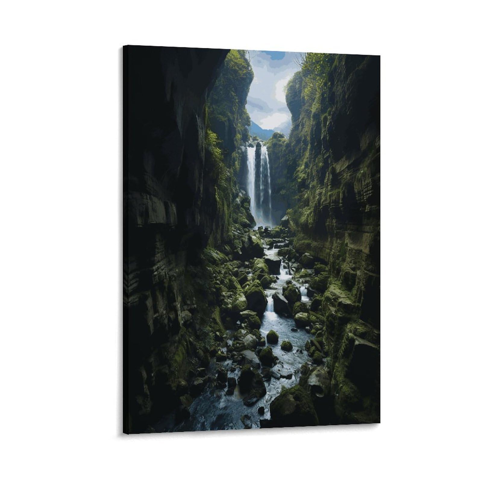 LDGSUPH Waterfall Cliff Canvas Wall Art Prints Hangable Decor Painting for Wall Prints Painting Artwork Modern Decorative Artwork Ready to Hang Wall Pictures for Home Decor 08x12inch(20x30cm)