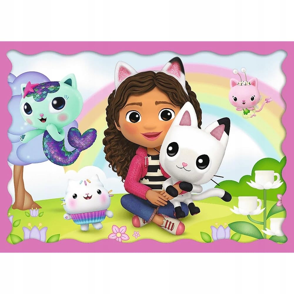 Trefl 4-en-1 Puzzles Gabby's Dollhouse – 35 à 70 Pièces – Niveaux De Difficulté – Dès 4 Ans