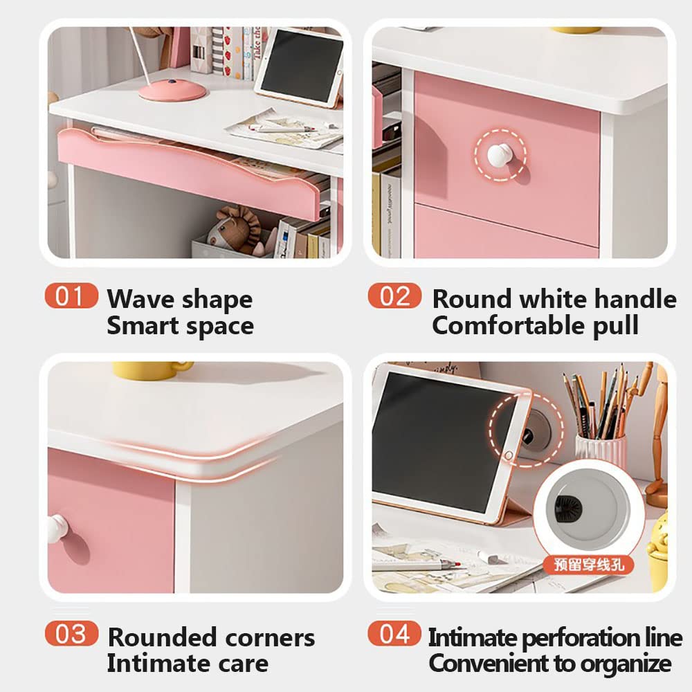 Buy Computer Desk, Study Desk with Bookshelf, Writing Desk with Drawers, Home Office Study Table