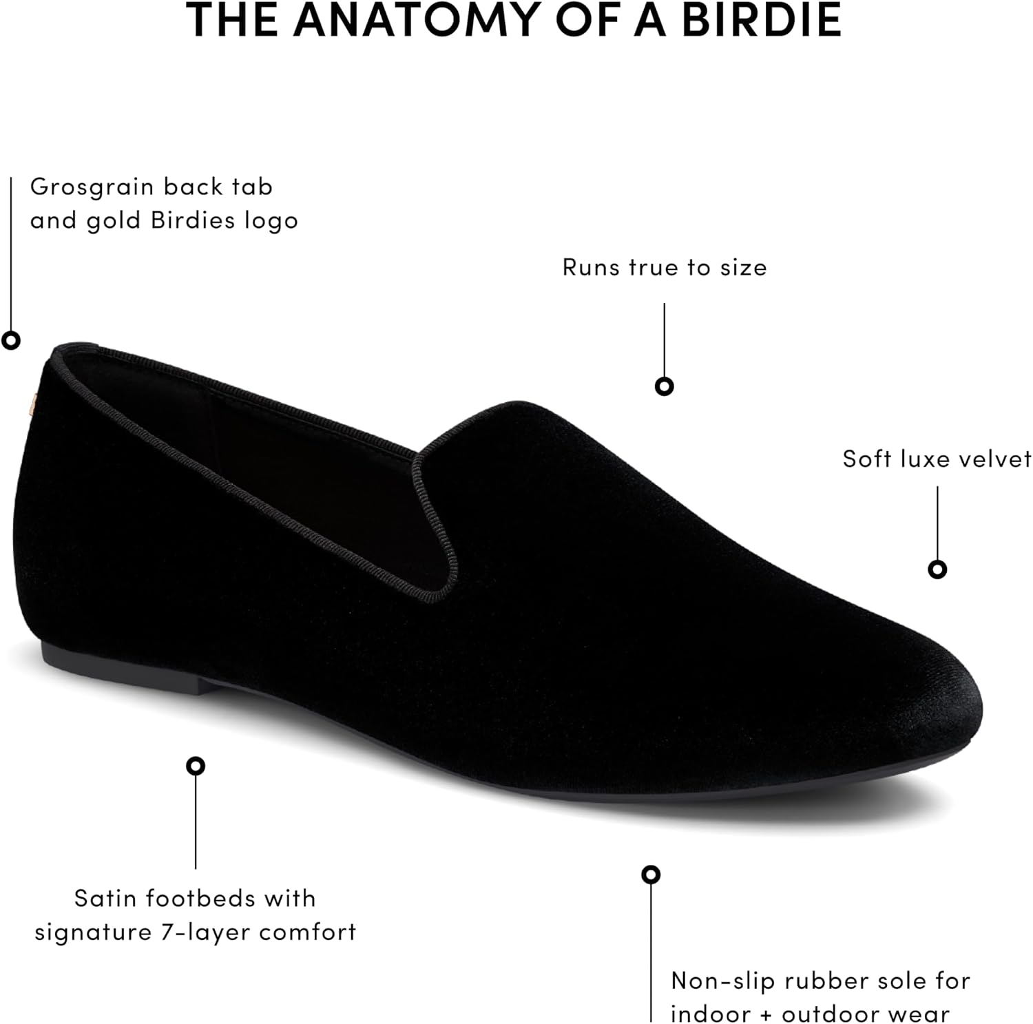 Birdies Starling Women’s Slip-On Flats, Cushioned Loafer, Ballet-Flat Comfort, Almond Toe Shoe