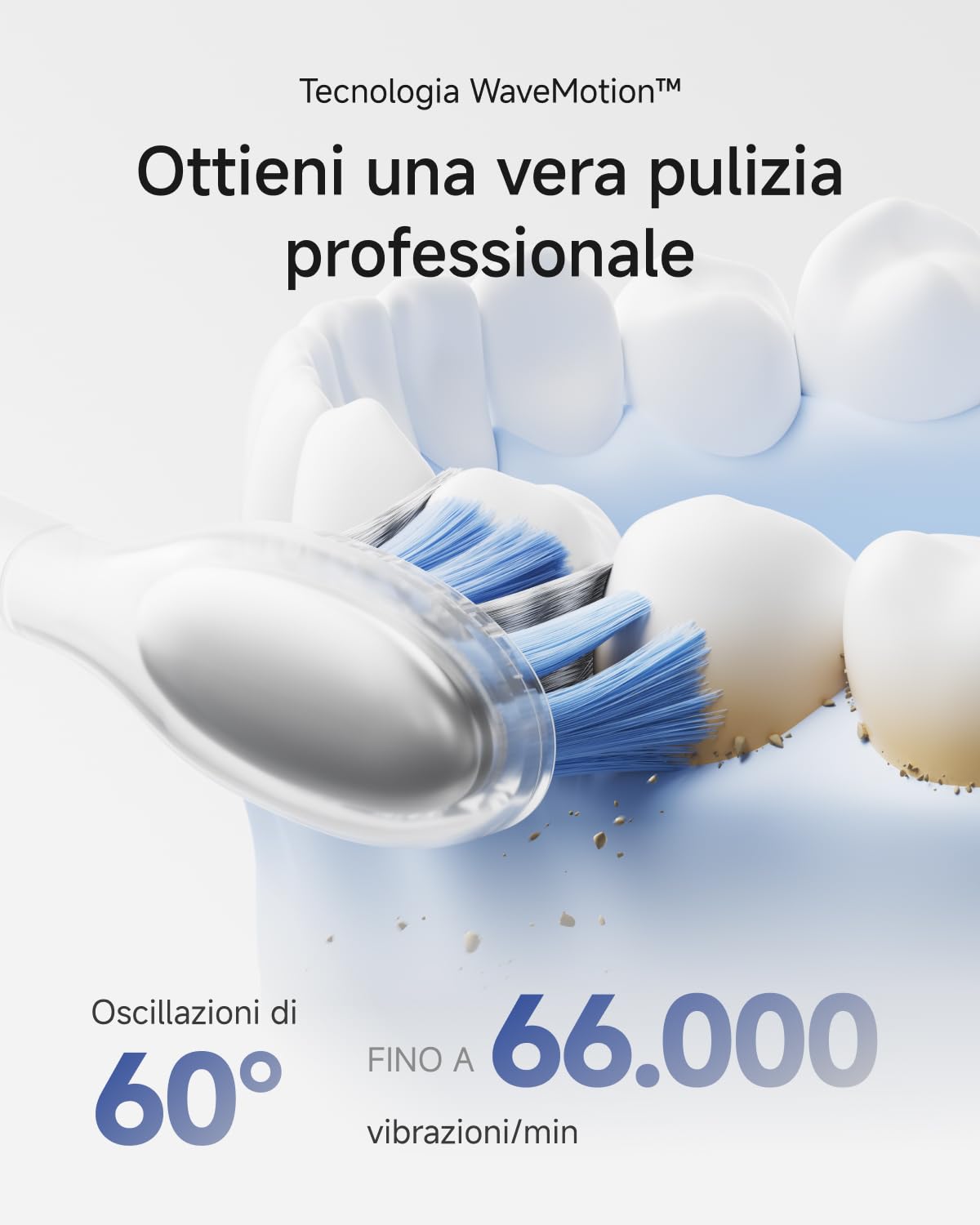 Laifen Wave Pro Spazzolino Elettrico Sonico per Adulti – Spazzolino Sonico con Oscillazioni a 60°, App Intelligente, Batteria da 70 Giorni, 2 Testine, Impermeabile IPX8 (Alluminio Argento)