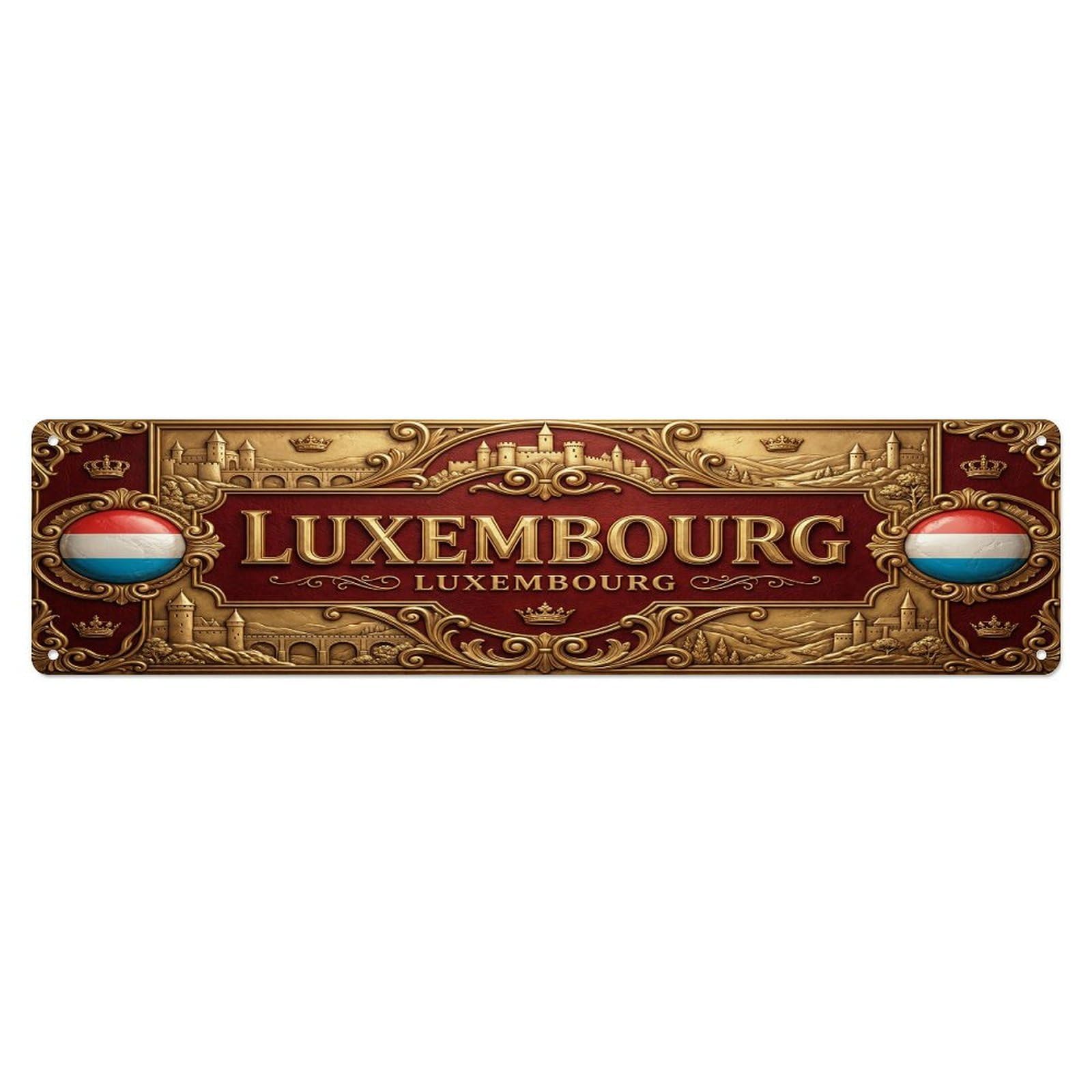 Vintage Luxembourg Luxembourg Flag Pattern Metal Tin Sign