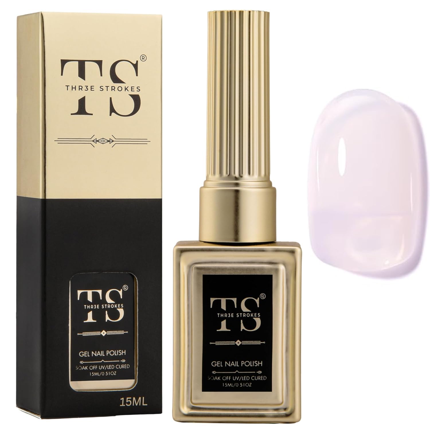 THR3E STROKES Nude Gel Nail Polish, HEMA-FREE 15 ML Jelly Gel Nail Polish Sheer Pink Gel Polish Translucent Nude Gel Polish Milky Clear Ice Pink Soak off LED Cured at Home Salon DIY French Manicure Nails Art (55, 15ML)-image-14