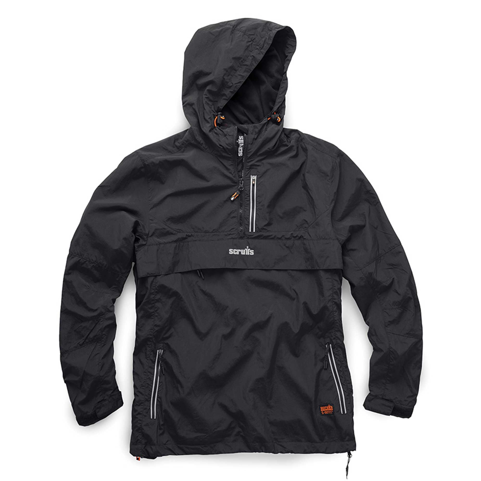 Scruffs Over Head Jacket, Lightweight and Water Resistant with 1/4 Zip (UK, Alpha, XXL, Regular, Regular, Black)