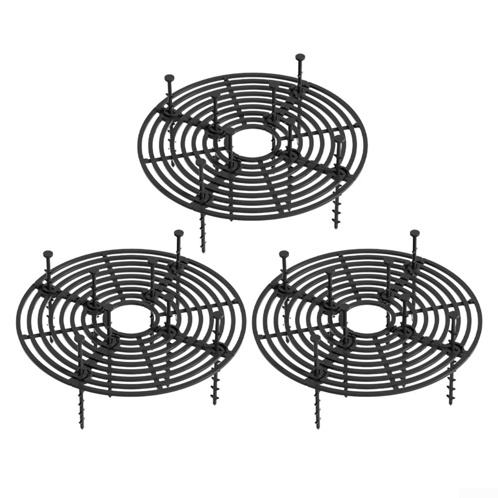 MoSundi 3 Pcs Weather-Resistant ABS Plant Pot Grid Soil Cover with Center Cutout for Pet and Toddler Safety, 19/30/52 cm(Black-m)