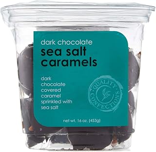 Nassau Candy Dark Chocolate Sea Salt Caramels 16oz - Rich, Chewy Gourmet Treats
