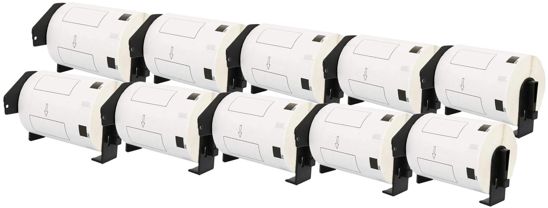 10 x DK-11240 102 x 51 mm kompatybilne rolki etykiet z kodami kreskowymi (600 etykiet na rolkę) do drukarek etykiet P-Touch QL-1050, QL-1050N, QL-1060N, QL-1100, QL-1110NWB
