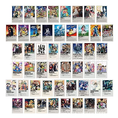 ZIENVE 50PCS Anime Pictures Room Decor, Aesthetic Wall Prints Posters for Bedroom, 10 x 15cm Wall Collage Kit Cool Wall Decor for Teens Girls Boys Young Adults, Trendy Stuff for College Dorm