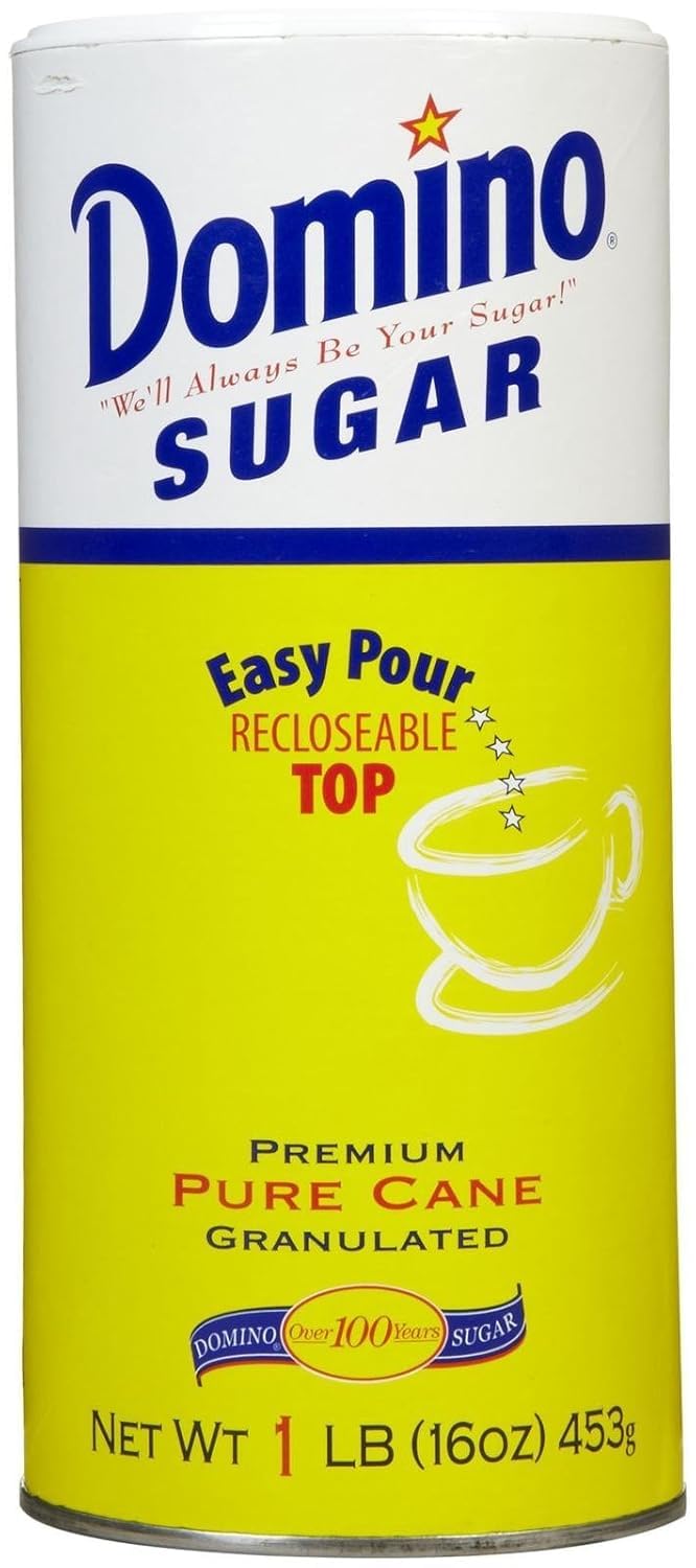 Domino Premium Pure Cane Granulated Sugar With Easy Pour Recloseable Top 1 LB (Pack of 24)