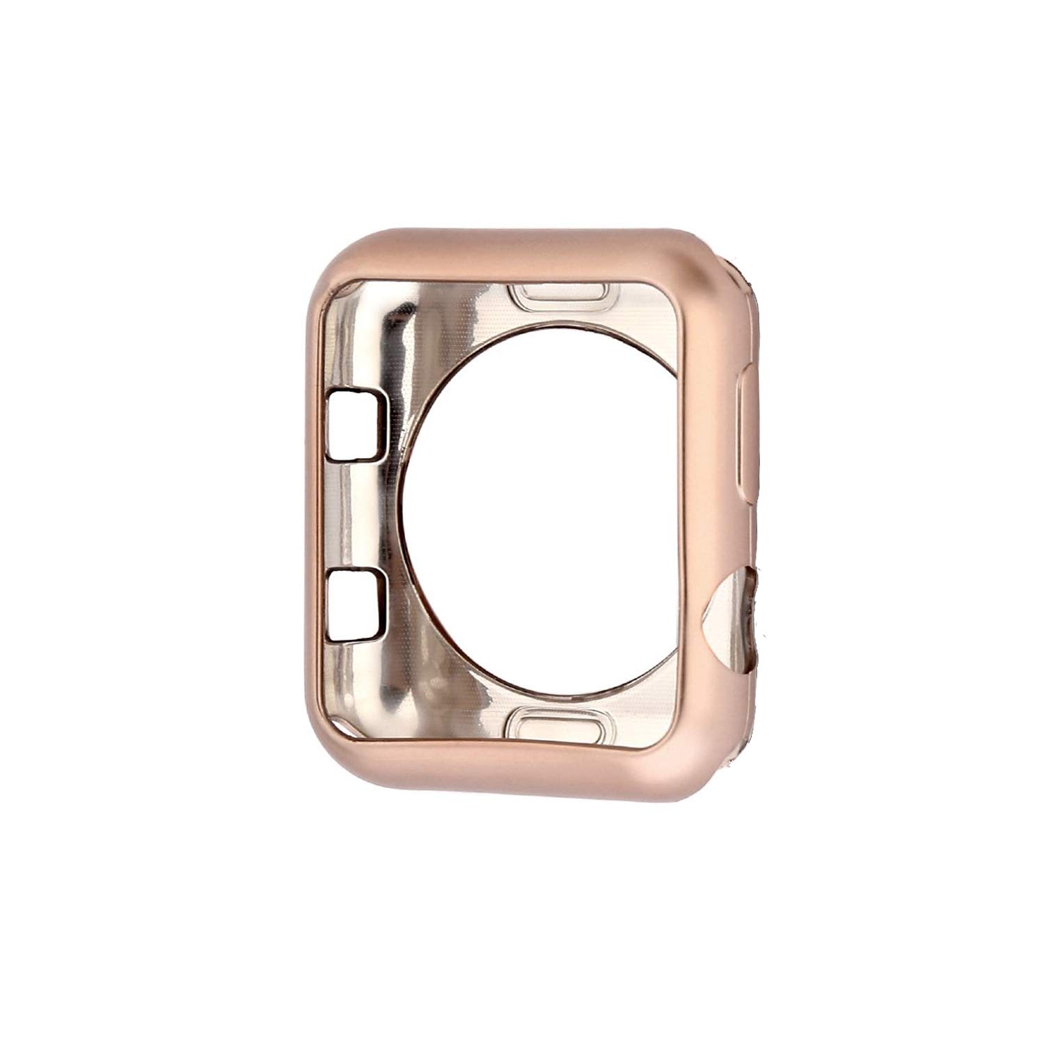 Series 1&2&3 Fashion Plated TPU Protective Case Soft Silicone Bumper Cover Compatible for Apple Watch 38mm/ 42mm（2 Pack） (38mm, Pink Gold TPU)