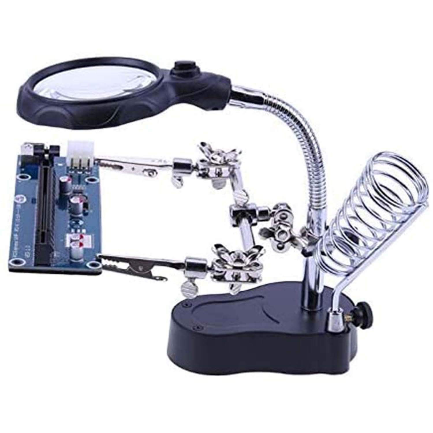 HTTGDGDH Welding Magnifying Glass With Led Light Lens Auxiliary Clip Magnifying Glass Desktop Magnifying Glass Three-Hand Welding Repair Tool