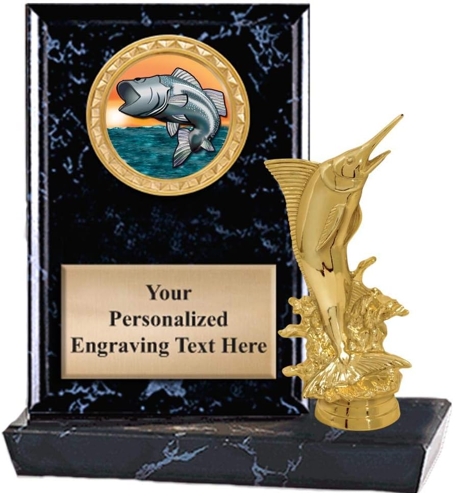 Crown Awards 6"X6" Fish Marlin Plaque Award, Fishing Trophy with Custom Engraving, Prime