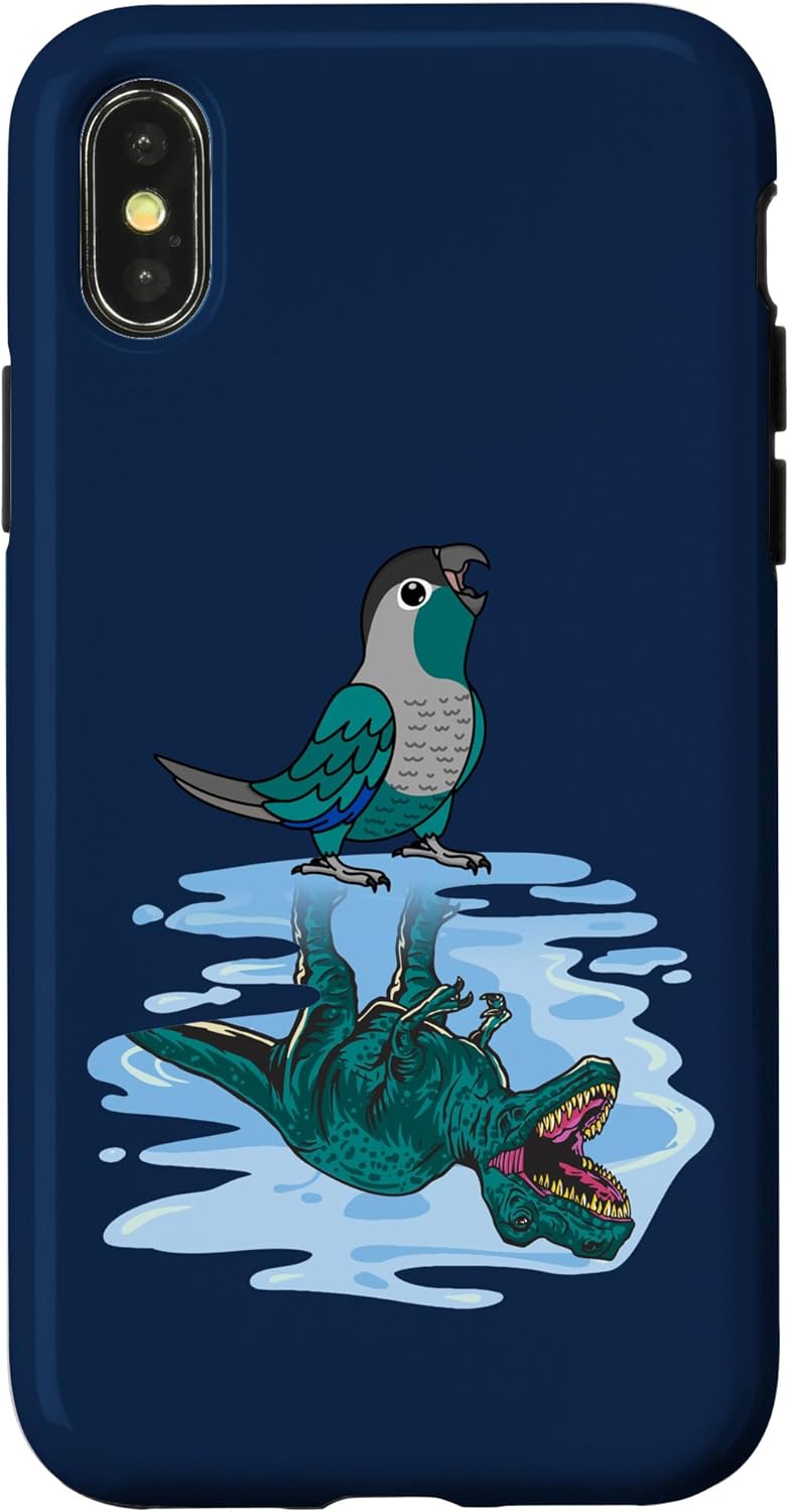 Parrot & T Rex Reflection I Turquoise Green Cheek Conure Case for iPhone 12/12 Pro