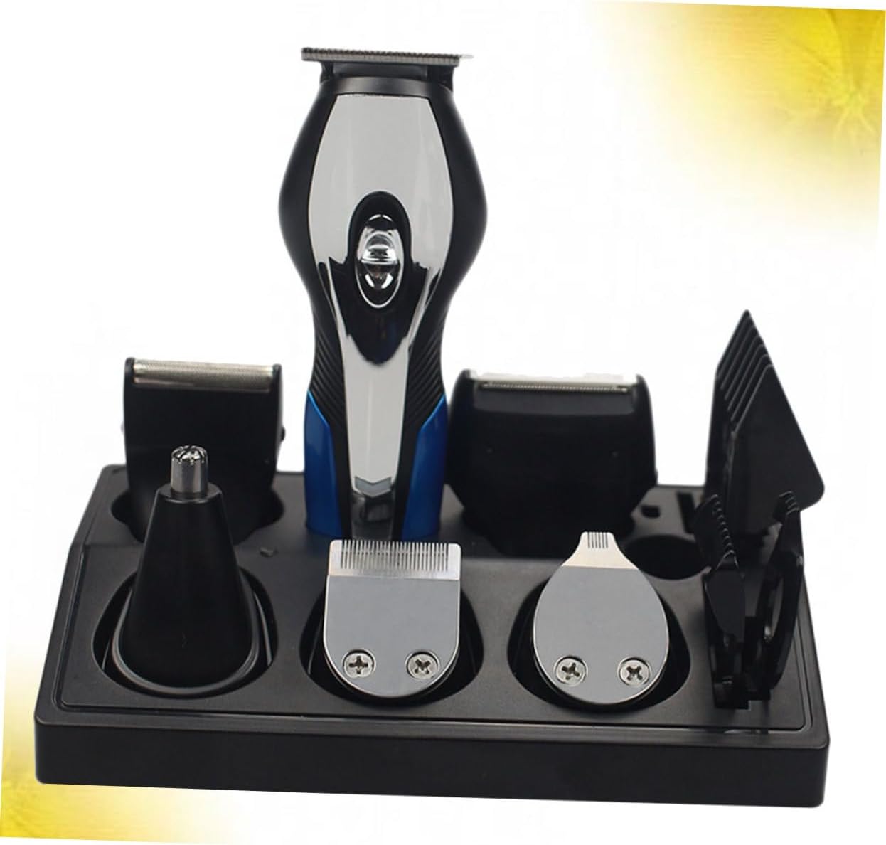PartyKindom 1Pc Multi Function USB Rechargeable Hair Cutting Set Electric Shaver Nose Hair Trimmer with Precise Blades for Men Grooming Kit Black