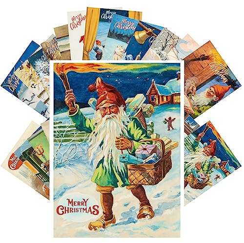 Cartes postales vintage elfes de Noël pour vos vœux de fin d'année rétro