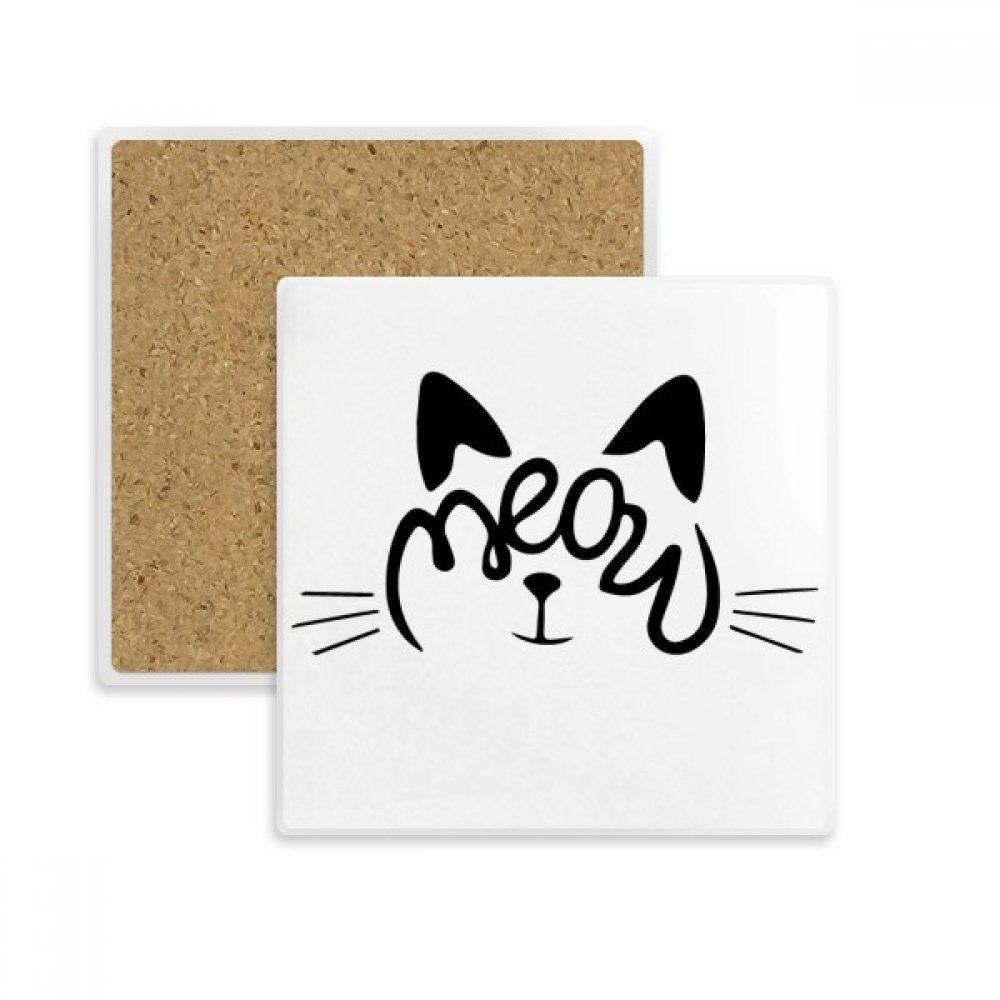 Idée cadeau chat : dessous de verre imprimé citation meow pour amateurs de thé
