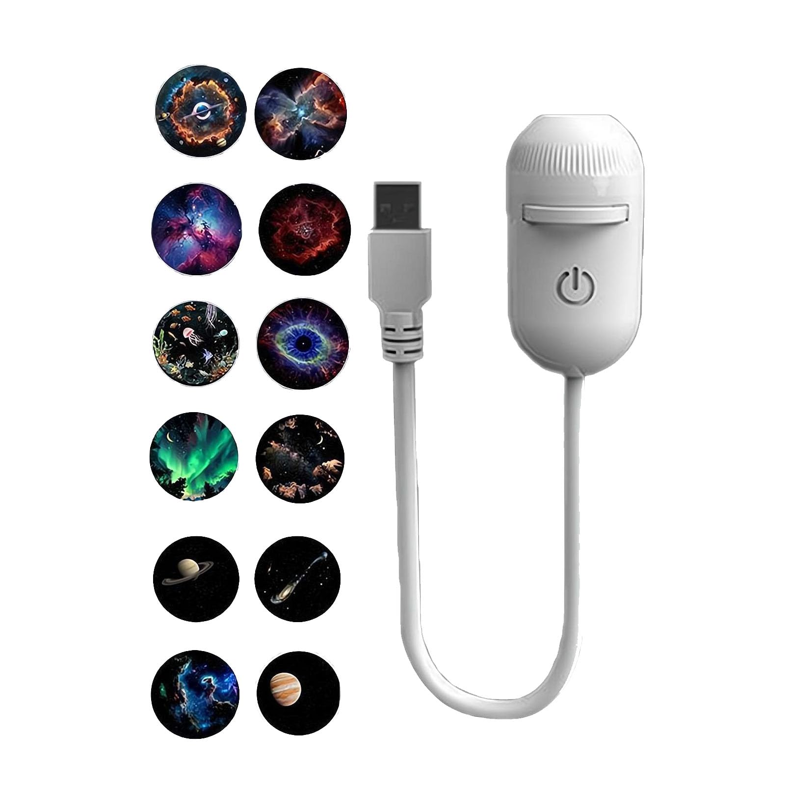 2-in-1 Galaxy Projector Night Light with 12 Sliding Projection Films, Adjustable Brightness 360° Rotating Design,Portable USB Starry Sky Night Light Projector,Mini LED Wall Lamp for Car Home (White) — image 1