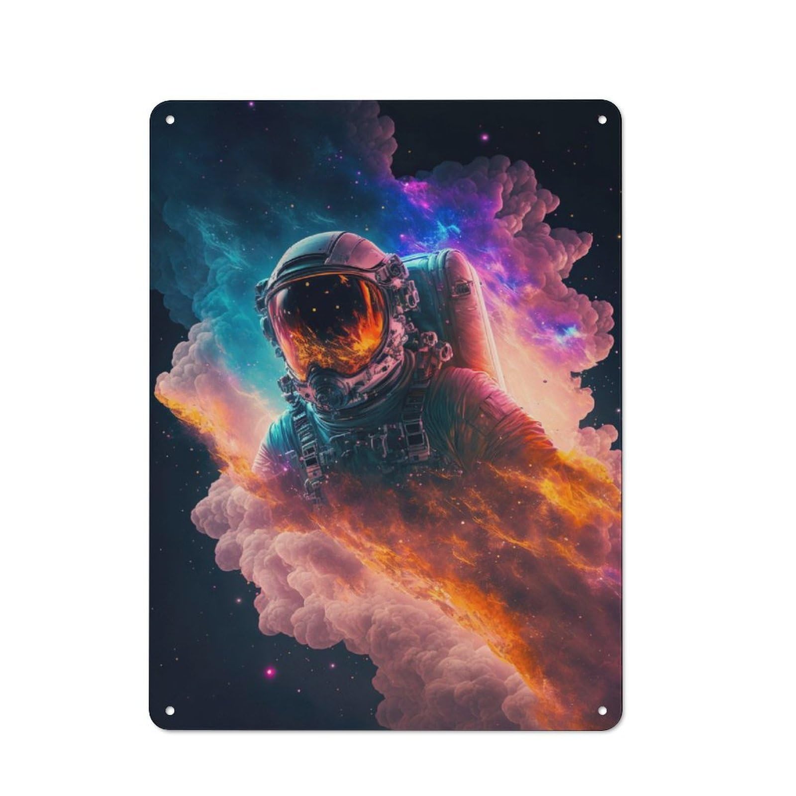 Junmoney Space Traveller Retro Tin Wall Plaque 40X30cm For Home Office Or Studio, For Cooler-Month Interiors With Retro Character