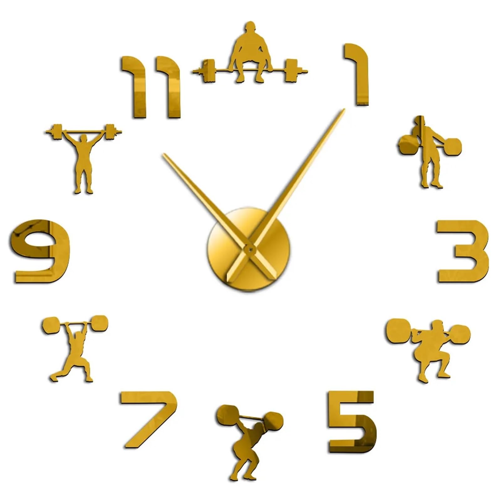 JBJYGSG Weightlifting Fitness Room Wall Decor DIY Giant Clock Mirror Effect Powerlifting Frameless Large GYM Watch For Living Room Bedroom(Gold,27 Inch)