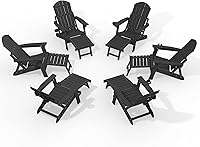 Vista 9 de YEFU Juego de 4 sillas Adirondack ajustables con reposapiés, sillas Adirondack ajustables de 5 niveles con otomana retráctil y 2 portavasos, sillas