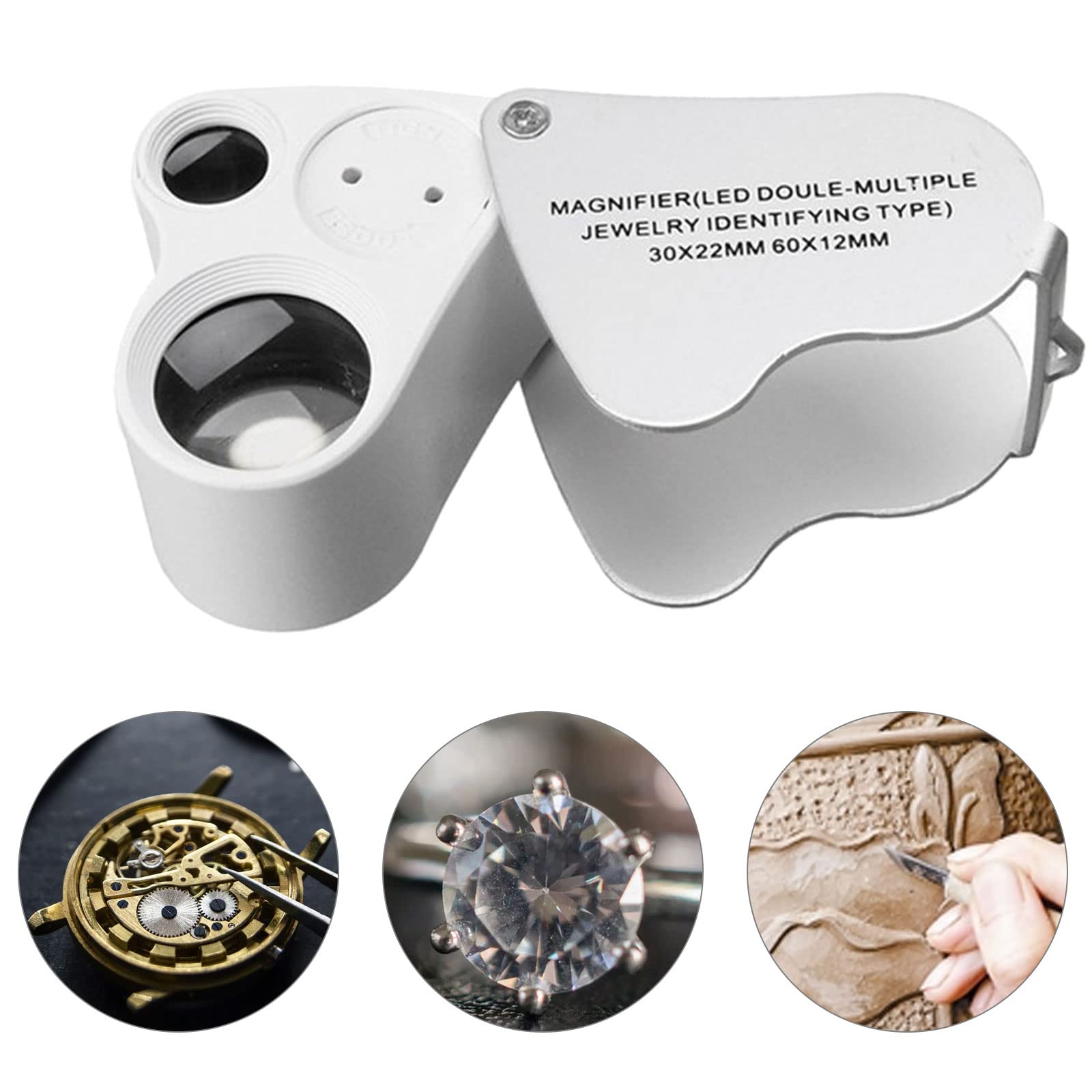 Moissan Lot de 2 testeurs de diamant professionnels haute précision avec mini LED pliable loupe 30 x 60 x