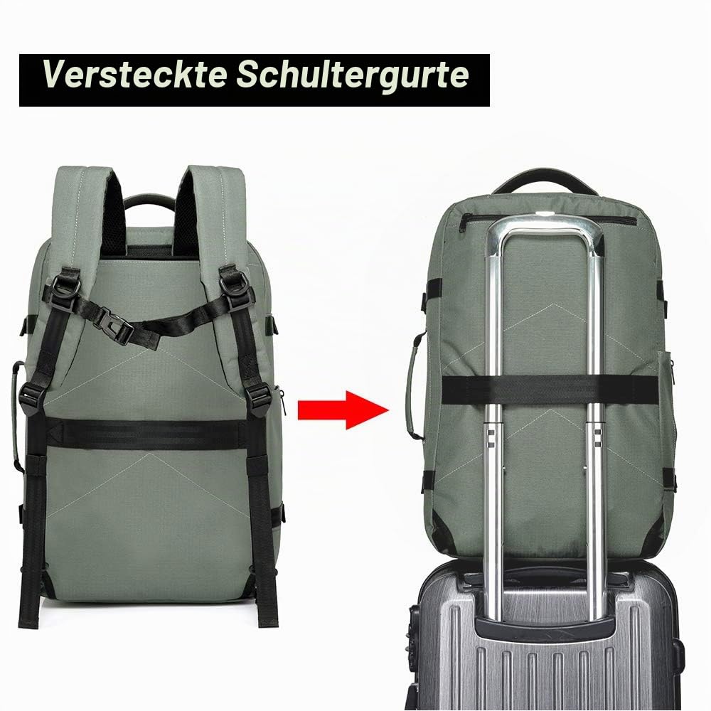 BANGE Reise-Übernachtungs-Rucksack, 40 Liter, durch FAA für Flüge zugelassen, Wochenendtasche, Handgepäck-Rucksack, 19.7Hx12.6Lx8.3W, Rucksack, Rucksäcke