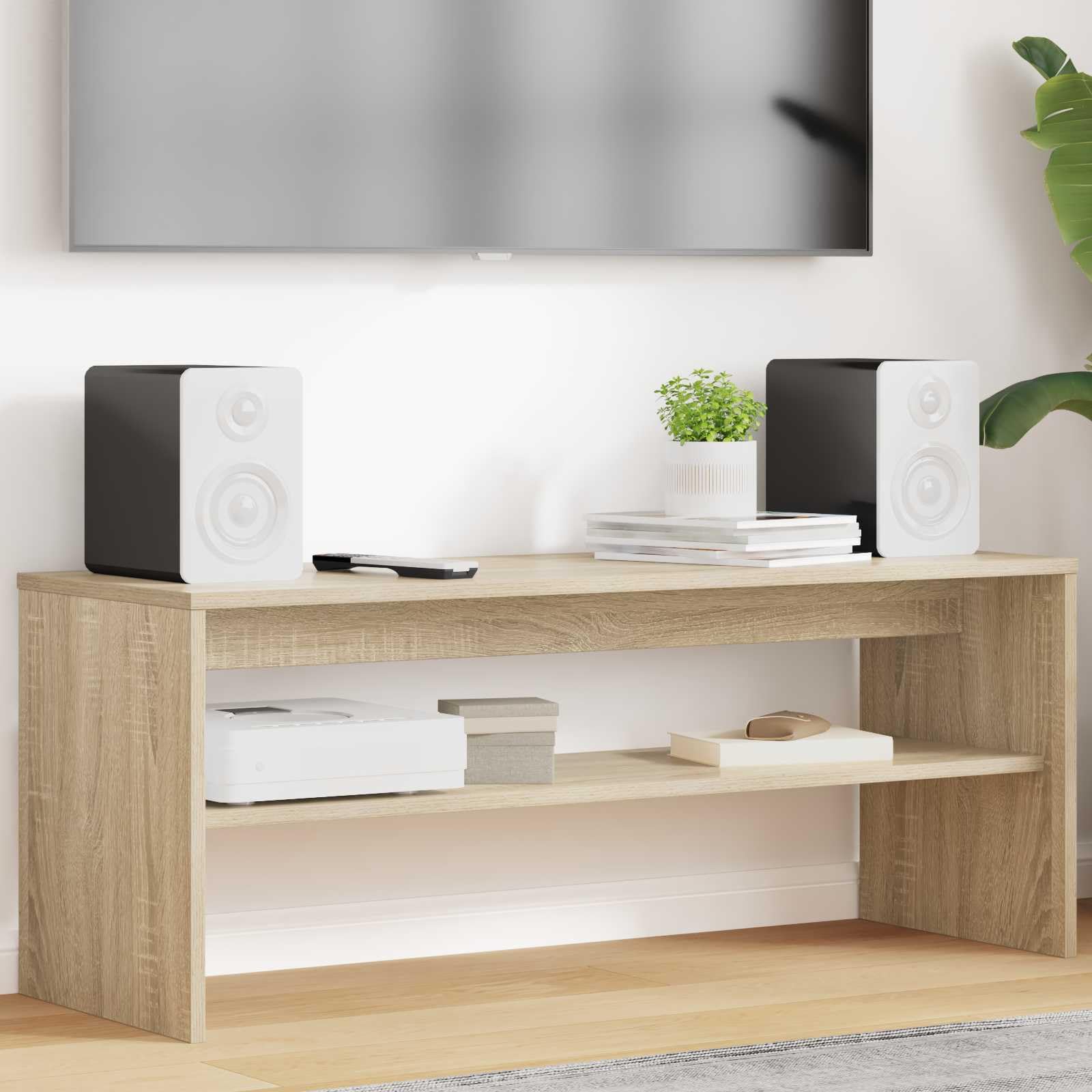 Hothingwell TV-Möbel Eiche Sonoma 100 x 35 x 40 cm Holz Ingenierie | Integrierte Regale, modernes Design, Reinigung mit feuchtem Tuch, für Wohnzimmer