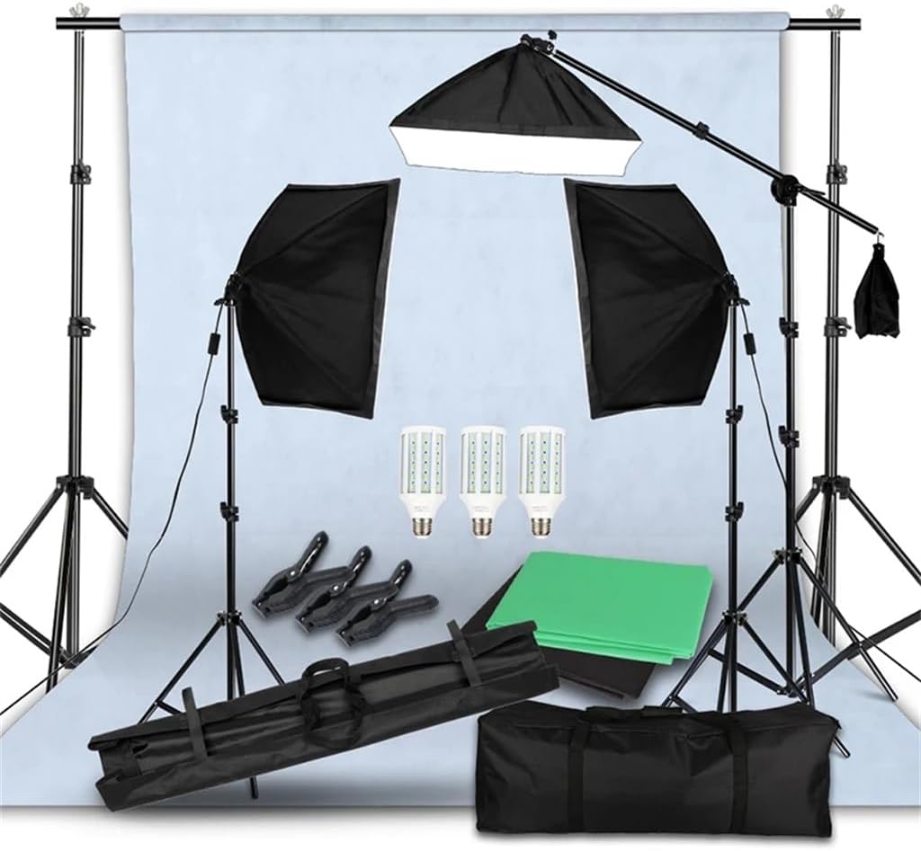 Photography Background Frame Support Softbox Lighting Kit Photo Studio Equipment Accessories with 3Pcs Backdrop