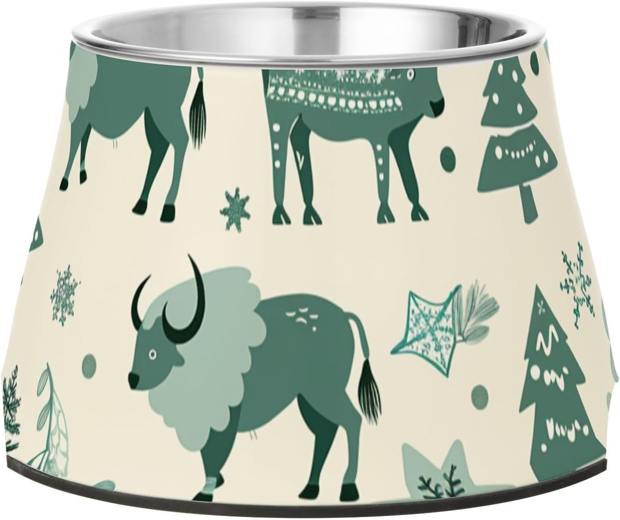 Teal Six Playful Buffalo Boho Pets Food Bowls with Stand Stainless Steel Cats Food Dish for Slow Feed Cats Whisker Relief Plato para Gatos