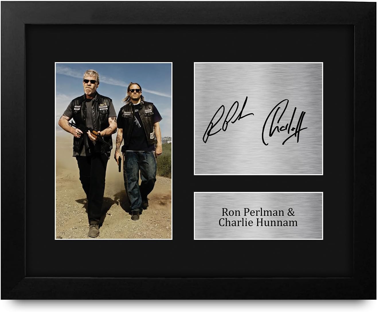 HWC Trading Ron Perlman & Charlie Hunnam Sons of Anarchy Framed Gifts Printed Signed Autograph Picture for TV Show Fans - US Letter Size