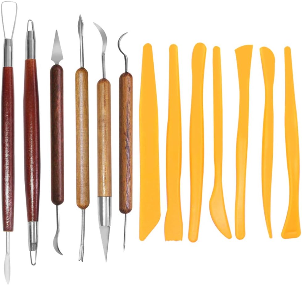 SENHAI Pottery Clay Sculpting Tools, 6Pcs Wooden Handle
