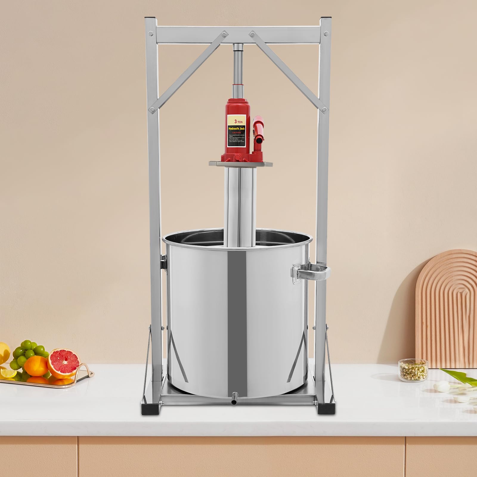 JAYGOVAN Fruit & Wine Press,9.51 Gallon/36L Stainless Steel Fruit Press Juicer with T-Handle & Straining Bag, Tincture & Juice Press Heavy Duty Wine Making Press for Vegetables, Herbs, Cheese