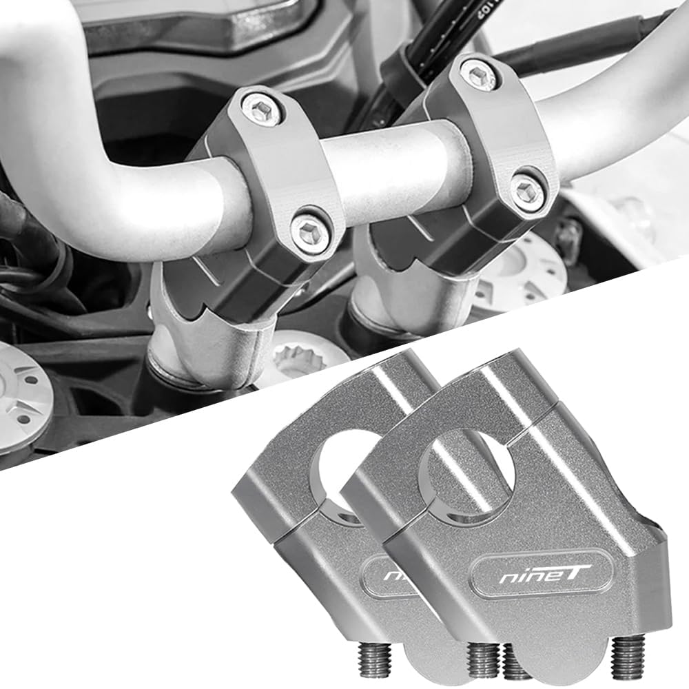For RNinet R Nine t R9T 9T Motorcycle Handlebar Riser Motocross Heightening Clamp Mount Pit Bike Motorbike (28mm silver)