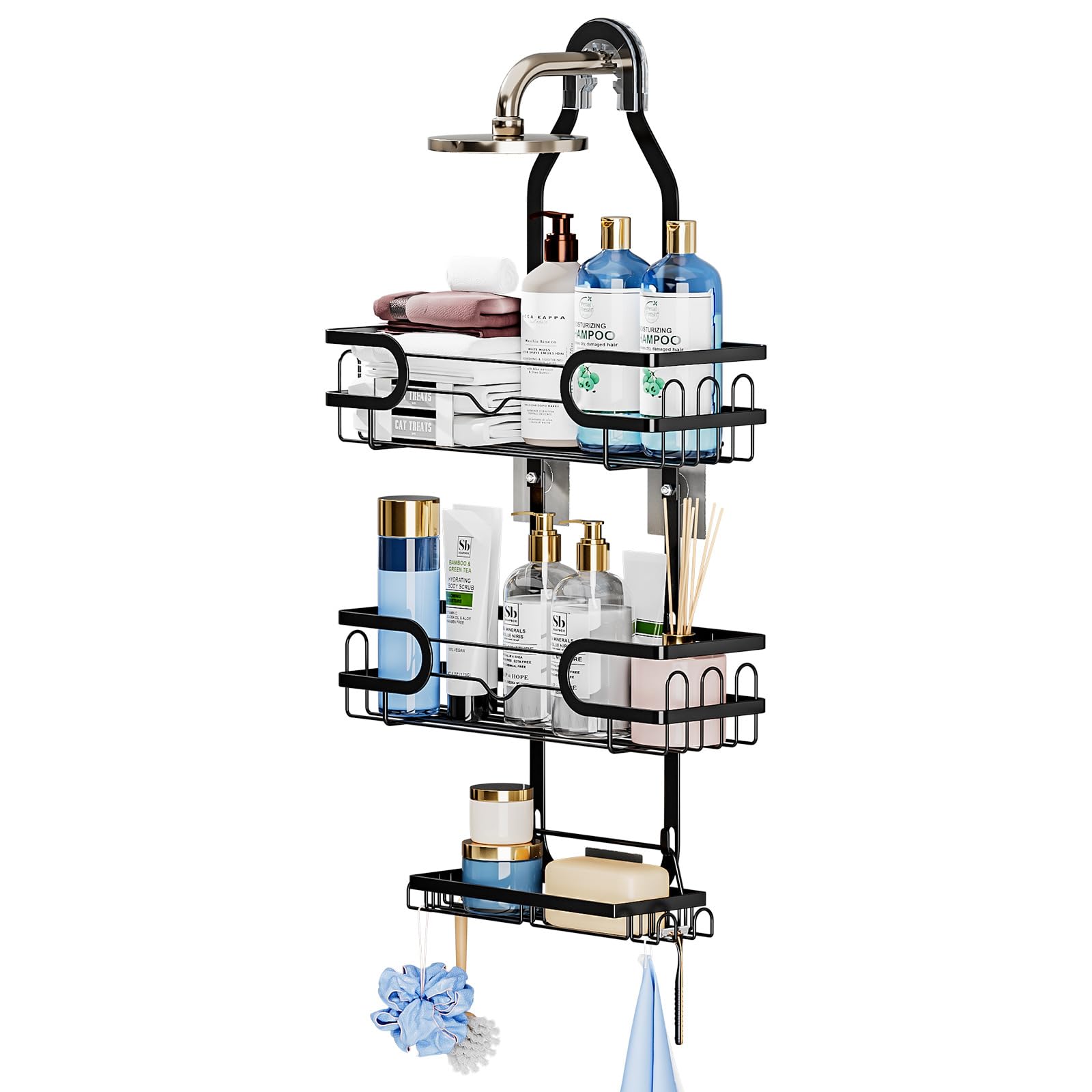 TUANMER 3-Tier Shower Caddy Organizer 26 4 x 11 8 x 4 9 inches Wall Mount Storage Rack