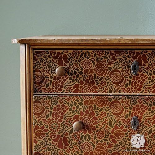 Francesca Spanish Floral Furniture Stencil for Decorating Furniture with Flower Pattern
