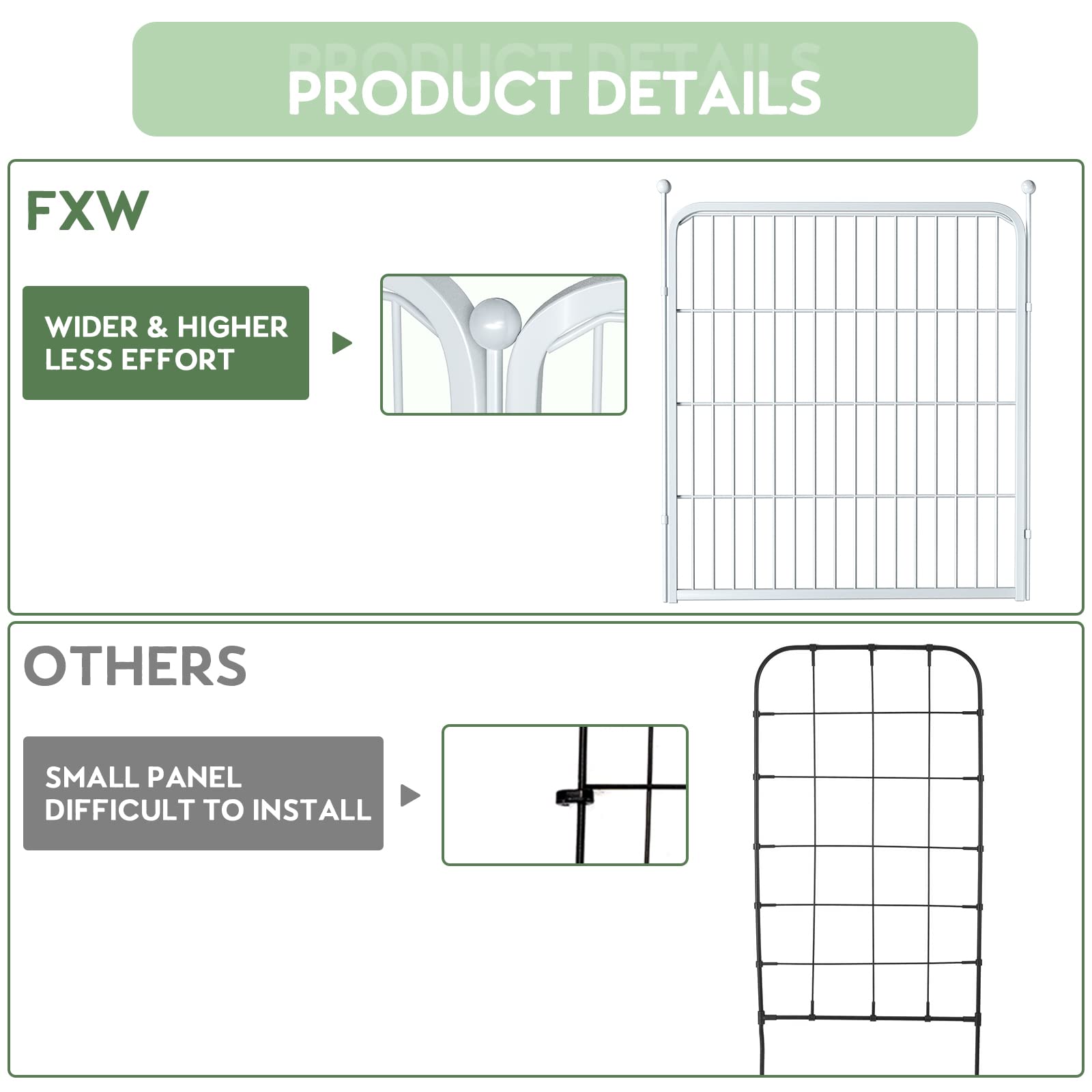 Amazon.com : ZXMOTO White Outdoor Garden Fence 5 Panels with 1