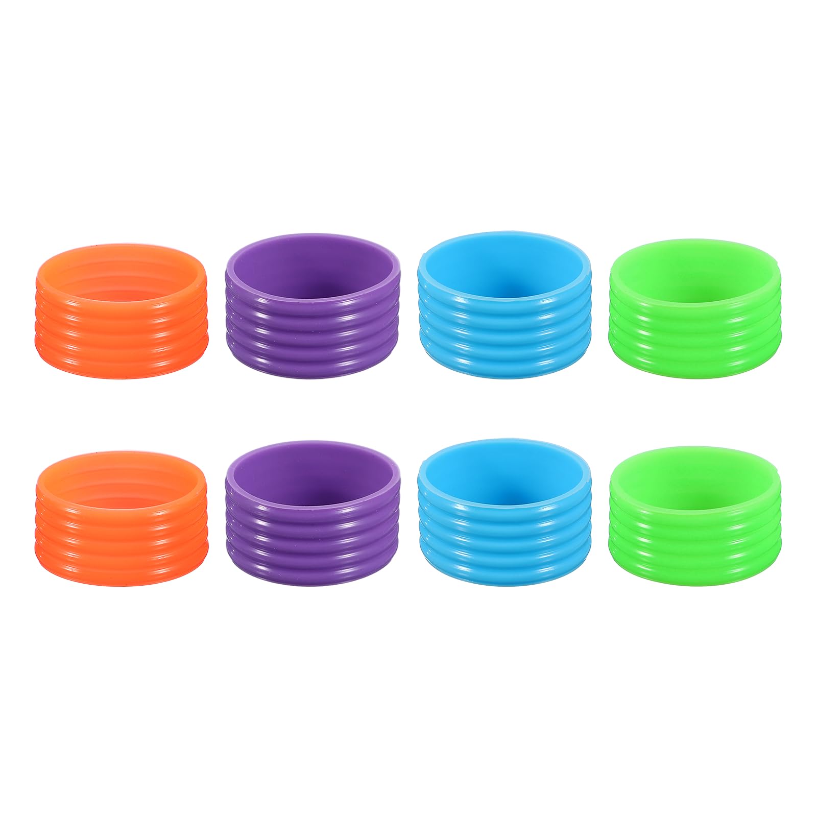 YELARXI Silicone Racquet Grip Band Ring, Anti-Slip Racquet Rubber Rings, Absorbent Overgrip 8 Pcs & Orange/Purple/Green/Blue -Fitting for (Badminton/Pickleball/Tennis Rackets)