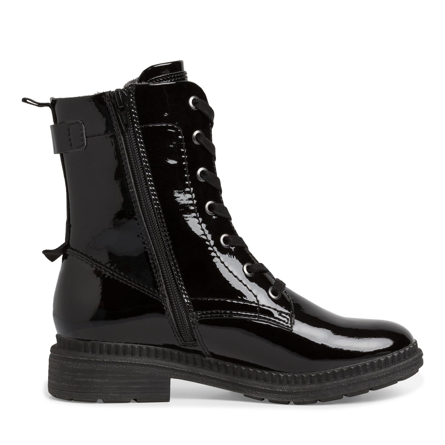 Jana Women’s Lace-Up Ankle Boots with Zip, Black Patent, 3,5 UK