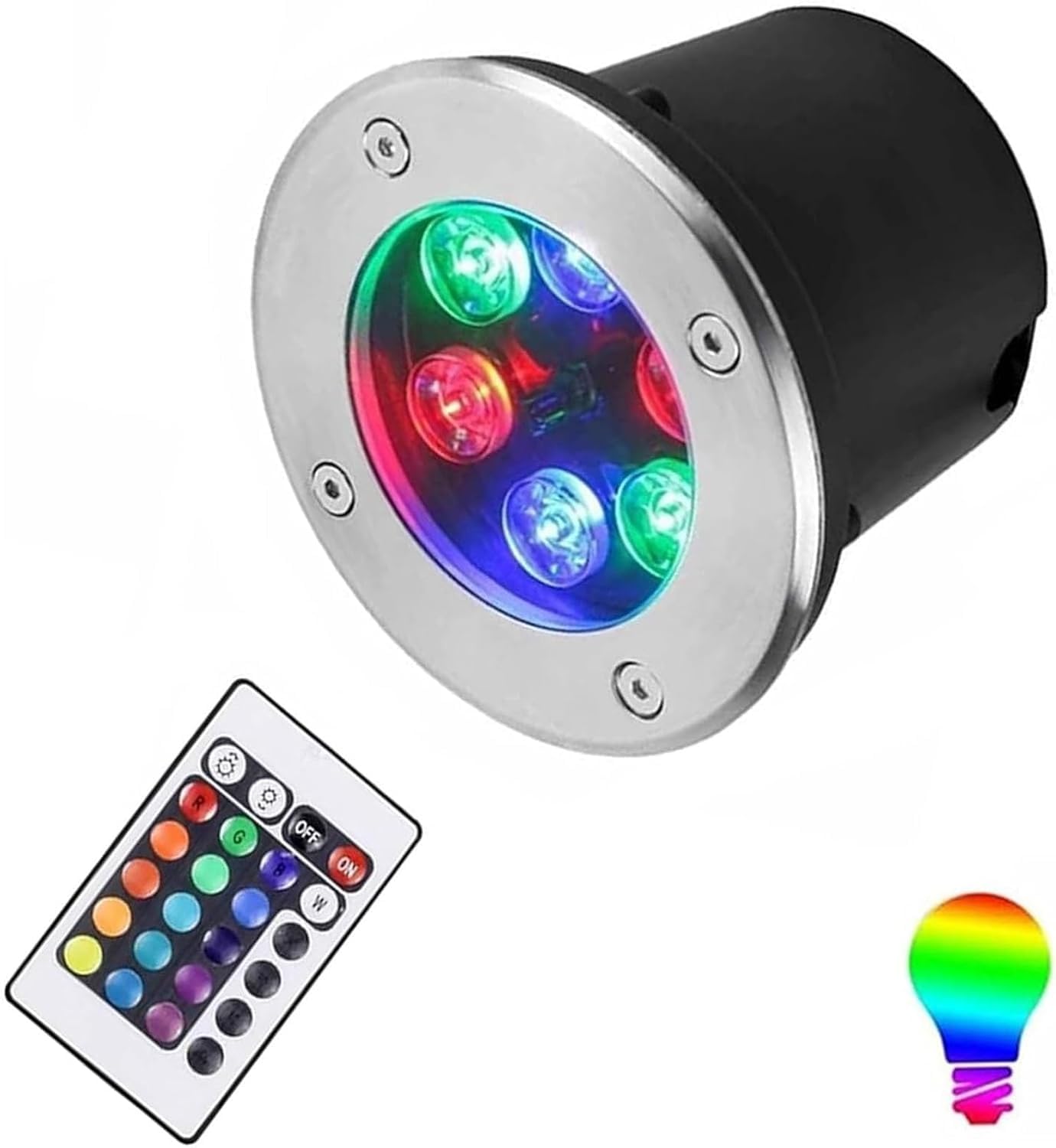 Projecteur LED Subaquatique pour Bassin Jardin Fontaine Éclairage RGB avec Télécommande Indice De Protection Ip68 24 V 6 W Ou 12 V 3 W
