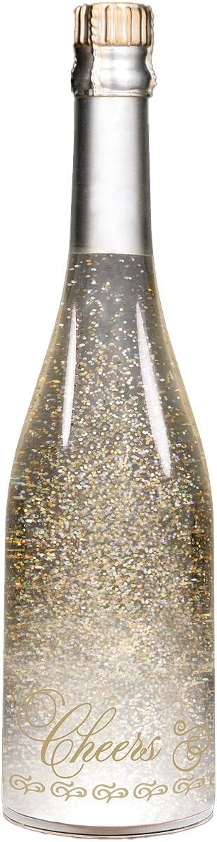 Roman 12" Lighted Swirl Champagne Bottle – LED Wedding Celebration Decor, Party Centerpiece, Elegant Table Display