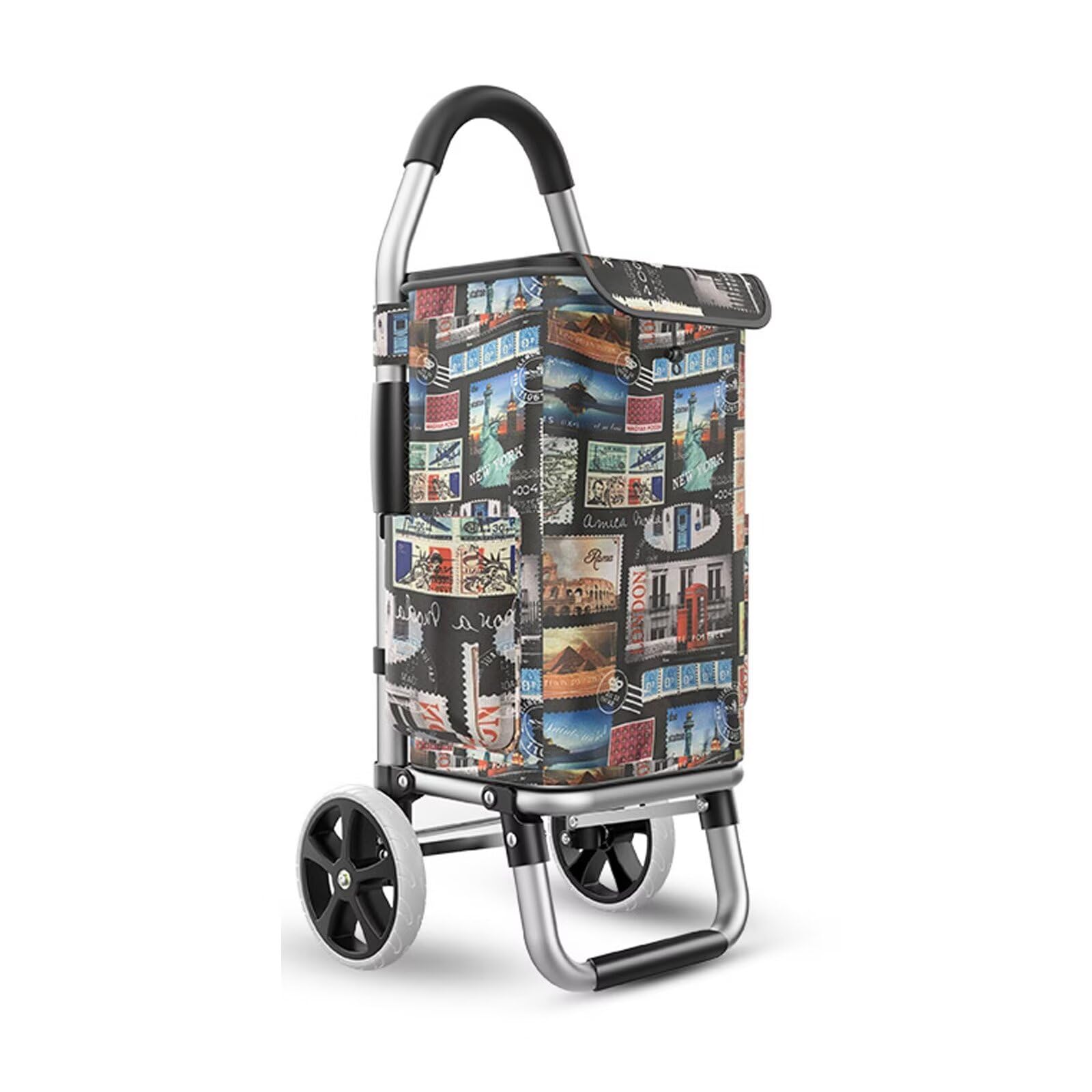 Leichter 36 l faltbarer Schiebe-/Ziehwagen mit 2 Rädern für einfache Lagerung und Transport, ideal für Lebensmittel, Einkaufen, Camping und Outdoor