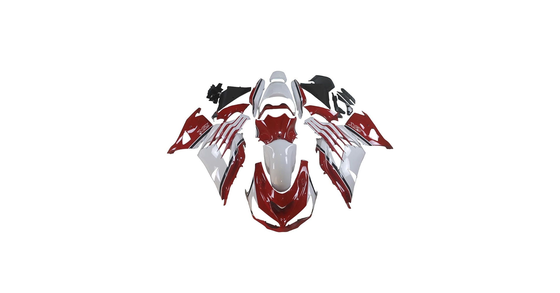 オフホワイト ダウン　レッド Amazon.com: White Red Fairings Kit For Kawasaki Ninja ZX14R