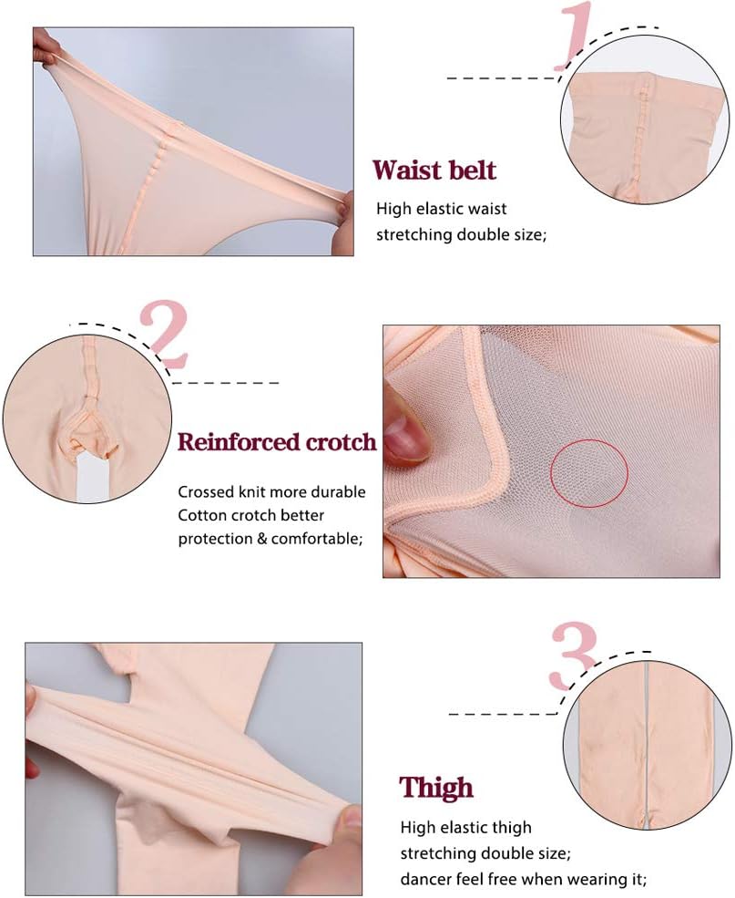 DANCEYOU Girls Ballet Tights Women Dance Stockings Skin Tone Convertible/Footed Opaque Tights for Toddler, Kids and Women - Image 8