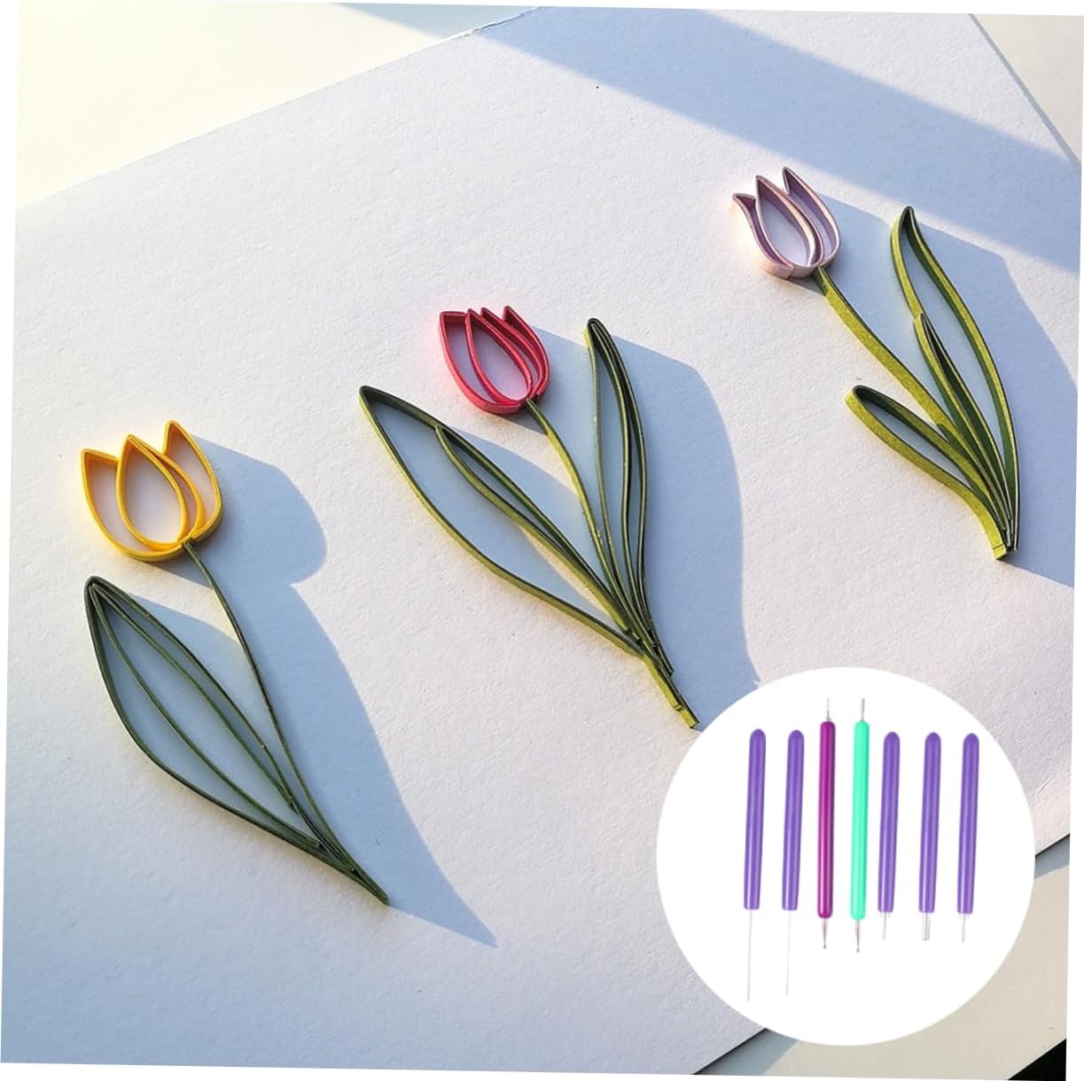 SHINEOFI 7pcs Quilling Paper Tool Kit Lightweight Rolling Pen for Easy DIY Paper Crafts for Beginners and Arts Crafts Projects Compact and Portable Design Random Color