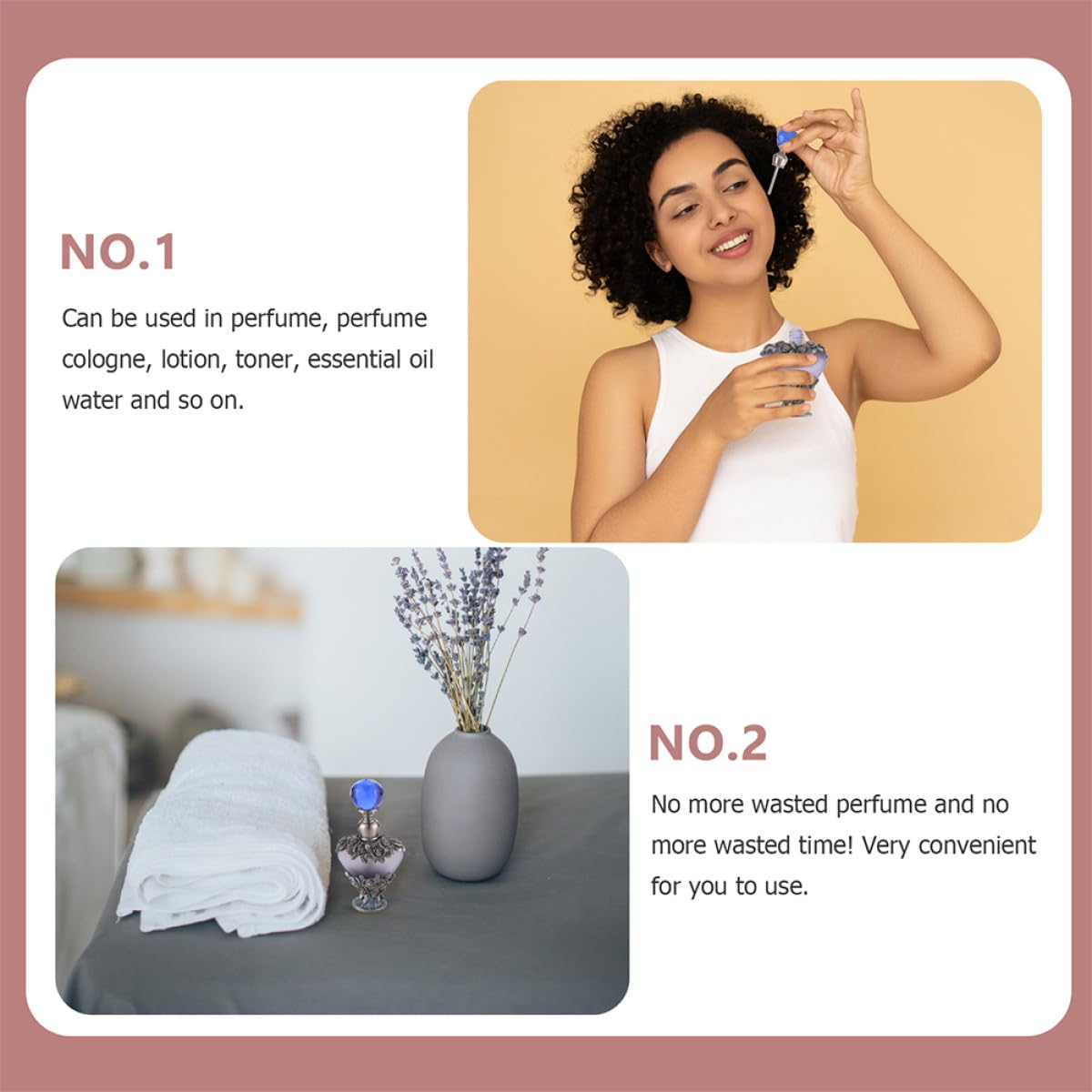 Ciieeo Botellas de Perfume Vacías Vintage 2 Piezas 5 Ml, Frascos de Aromaterapia para Aceites Esenciales y Perfumes, Diseño Pintado a Mano, para Uso Diario y Viajes
